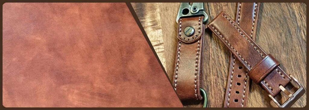 zoom sur la texture du cuir museum et détail petite maroquinerie artisanale 