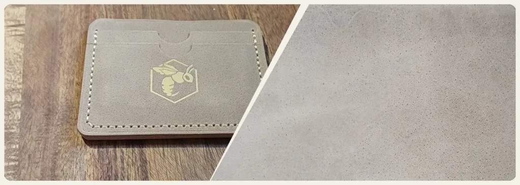 zoom sur cuir crazyhorse et porte-cartes fait mains