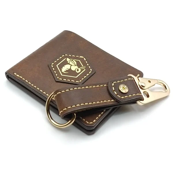 ensemble portefeuille pueblo et porte-clé cuir